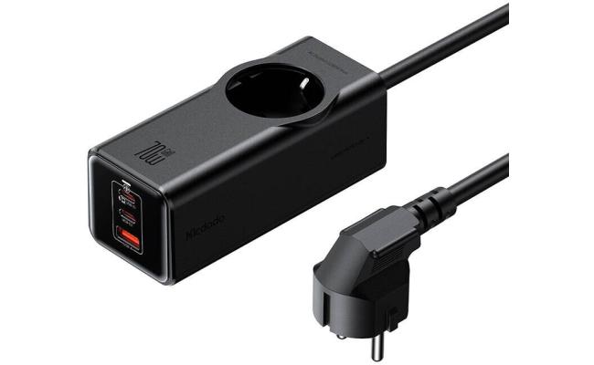 Mcdodo CH-4620 EU GaN Power Strip 70W, 2x USB-C, 1x USB - Black